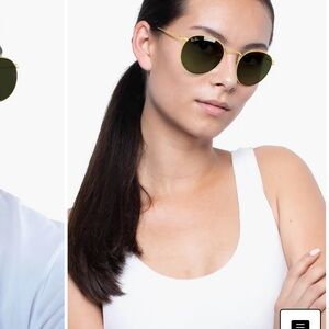 Ray Ban round metal gold and green sunglasses